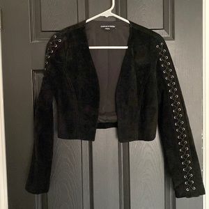 Bebe genuine suede and leather crop jacket